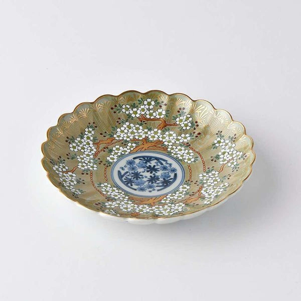 Hasami Ware Sakura Blossom Dessert Plate 15.8cm (6.2 in) – Green Handmade Japanese Porcelain Plate, Rinkuro Kiln, Made in Japan