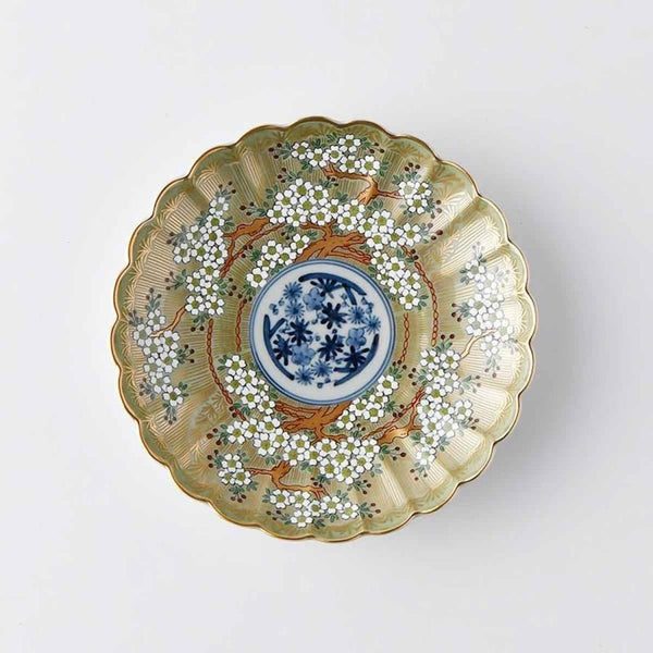 Hasami Ware Sakura Blossom Dessert Plate 15.8cm (6.2 in) – Green Handmade Japanese Porcelain Plate, Rinkuro Kiln, Made in Japan