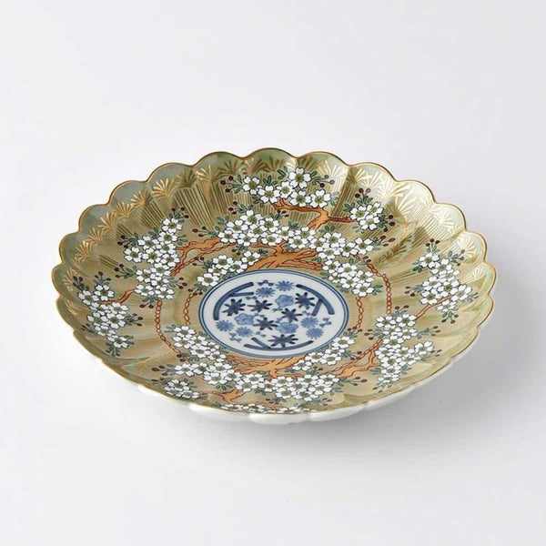 Hasami Ware Sakura Blossom Dinner Plate 19cm (7.5 in) – Green Handmade Japanese Porcelain Plate, Rinkuro Kiln, Made in Japan