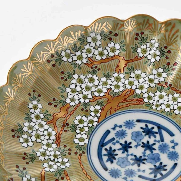 Hasami Ware Sakura Blossom Dinner Plate 19cm (7.5 in) – Green Handmade Japanese Porcelain Plate, Rinkuro Kiln, Made in Japan