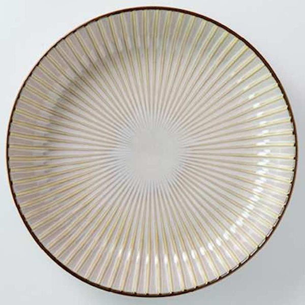 SENDAN Deep Plate 22.5cm Shinogi Style - Made in Japan, Mino Ware
