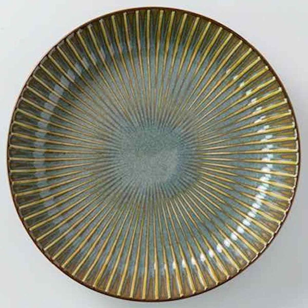 SENDAN Deep Plate 22.5cm Shinogi Style - Made in Japan, Mino Ware