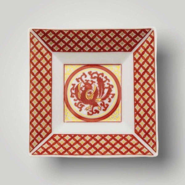 Kutani Ware Japanese Square Mini Plate Set of 5 – Traditional Designs, Porcelain Small Plates, Made in Japan
