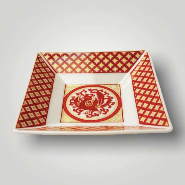 Kutani Ware Japanese Square Mini Plate Set of 5 – Traditional Designs, Porcelain Small Plates, Made in Japan