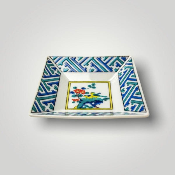 Kutani Ware Japanese Square Mini Plate Set of 5 – Traditional Designs, Porcelain Small Plates, Made in Japan
