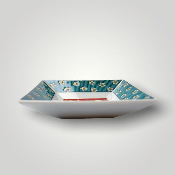 Kutani Ware Japanese Square Mini Plate Set of 5 – Traditional Designs, Porcelain Small Plates, Made in Japan