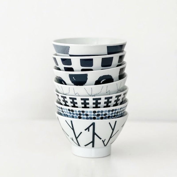 Swatch Rice Bowl in 7 Designs, Made in Japan, Hasami Ware Porcelain
