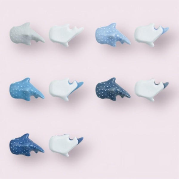 3D Whale Shark Chopstick Rests in 5 Colors, Handmade Hasami Ware Porcelain, Made in Japan
