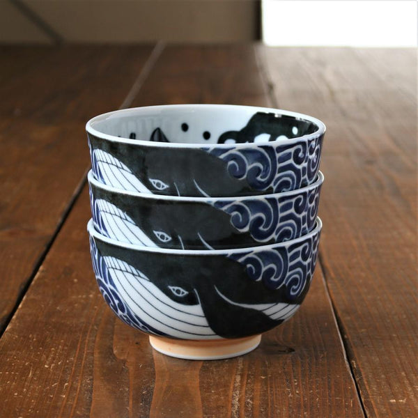 Japanese Donburi Bowl Whale Design 500ml (16.91 fl oz) - Made in Japan, Mino Ware