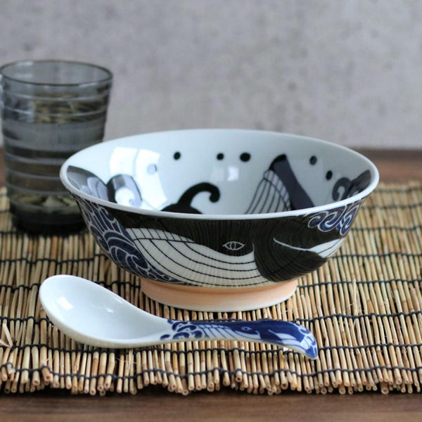 Mino Pottery Whale Ramen Noodle Bowl 40.58 fl oz (1,200 ml)
