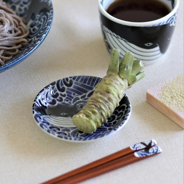 Japanese Soba Cup Whale Design (φ8.5×H6.8cm) - Made in Japan, Mino Ware