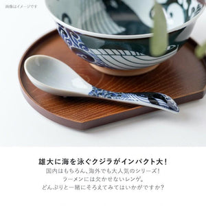 白波くじら レンゲ スプーン おしゃれ 陶器 美濃焼 和食器 日本製 青 黒 食器