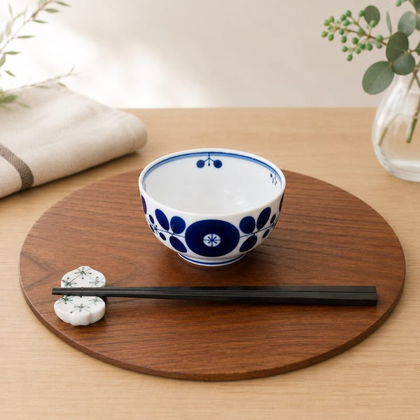 Bloom Japanese Dessert Bowl – Hand-Painted Floral Hasami Ware Porcelain, 10 cm (3.9 in), Made in Japan