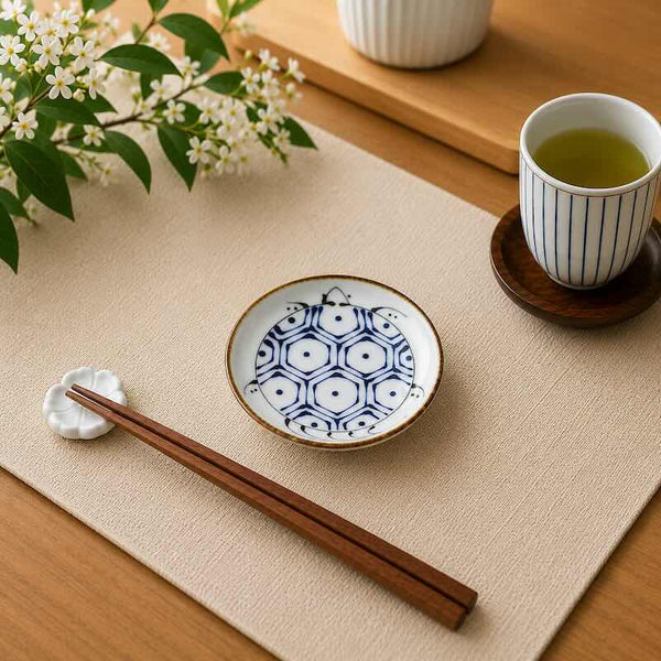 Crane & Turtle Series Hand-Painted Turtle Small Plate – Hasami Ware, Made in Japan