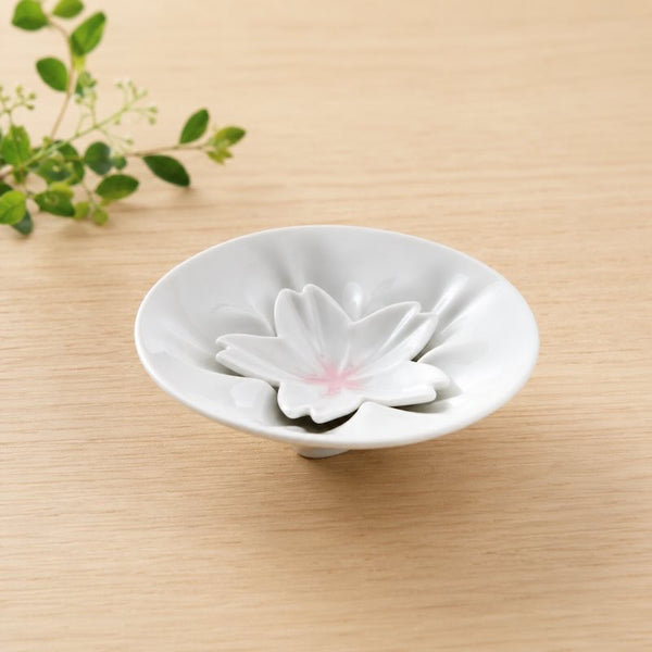 Sakura Sauce Plate & Mini Plate Set – Japanese Kutani Ware Porcelain, Made in Japan (White, Pink, Blue)