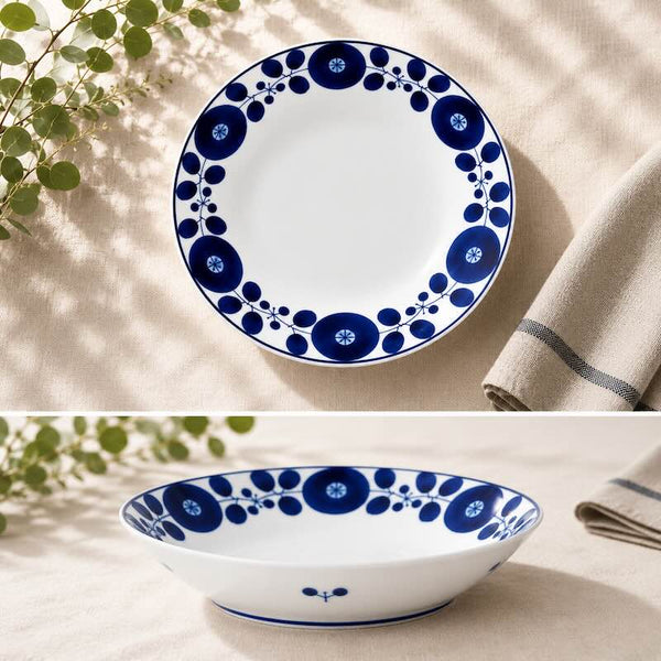 Bloom Japanese Deep Dish – Wreath Design, Hand-Painted Hasami Ware Porcelain, 20 cm (7.9 in), Made in Japan
