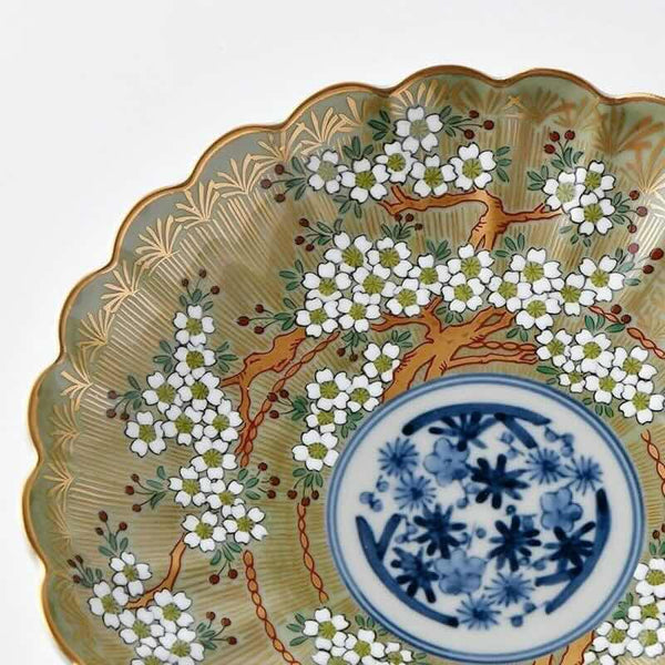 Hasami Ware Sakura Blossom Dessert Plate 15.8cm (6.2 in) – Green Handmade Japanese Porcelain Plate, Rinkuro Kiln, Made in Japan