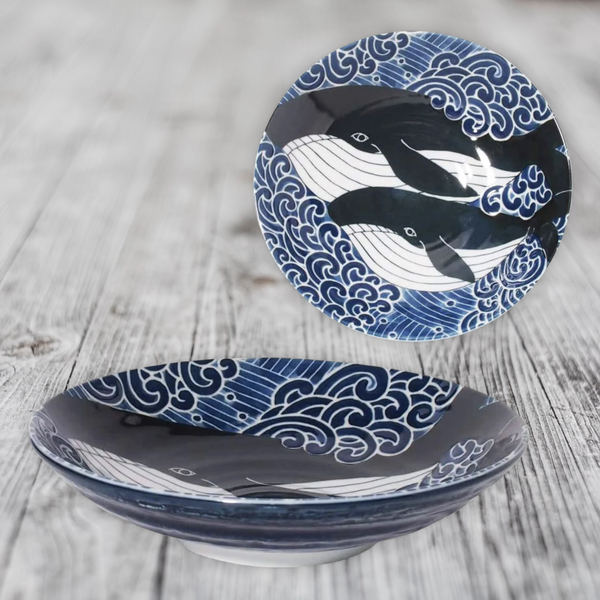 Mino Pottery Whale Plate φ8.54in (21.7cm)