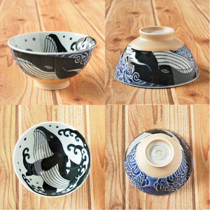 Mino Pottery Whale Rice Bowl - Small φ4.4×H2.4 in 5.65oz