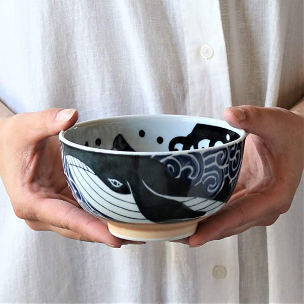 Mino Pottery Whale Bowl 16.91 fl oz (500ml)