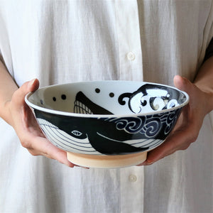 Mino Pottery Whale Ramen Noodle Bowl 45.3 fl oz (1,340 ml)