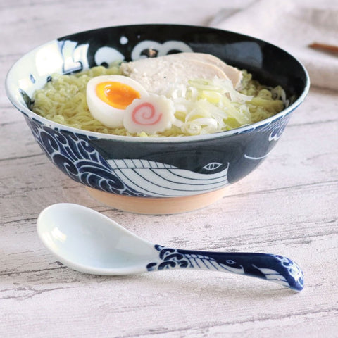 Mino Pottery Whale Ramen Noodle Bowl 45.3 fl oz (1,340 ml)
