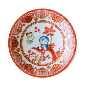 Doraemon Small Plate Red Kutani Ware (12.0 x 2.0cm)