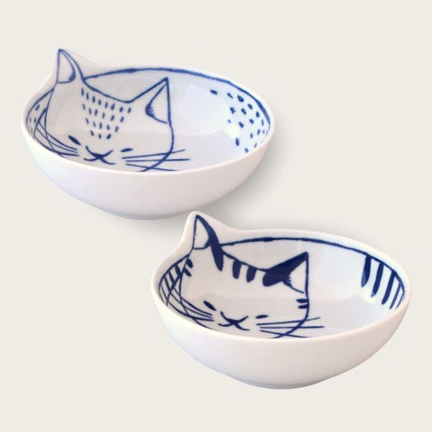 Cat Bowl Set (x2) ‘Neco’ Ishimaru Hasami Ware (14cm)