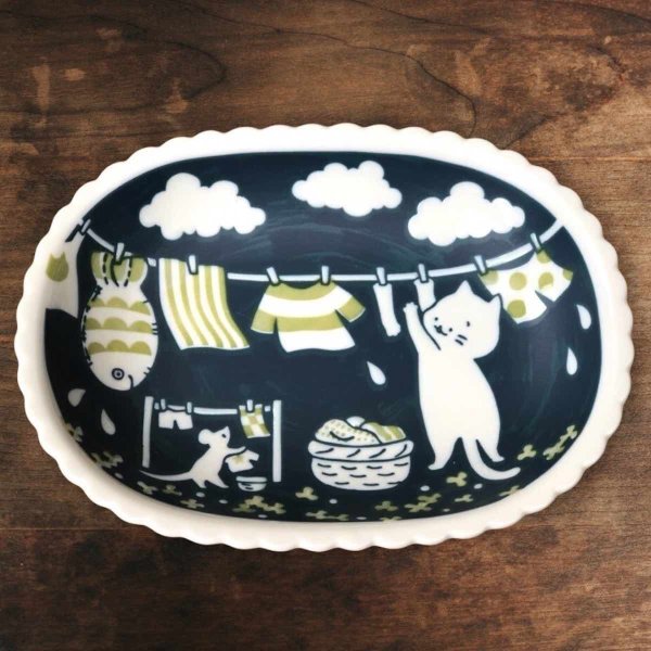 ねことにちようび 中鉢 食器 楕円鉢 22cm 猫柄 おしゃれ 美濃焼 日本製 – Tokyo Decor Store
